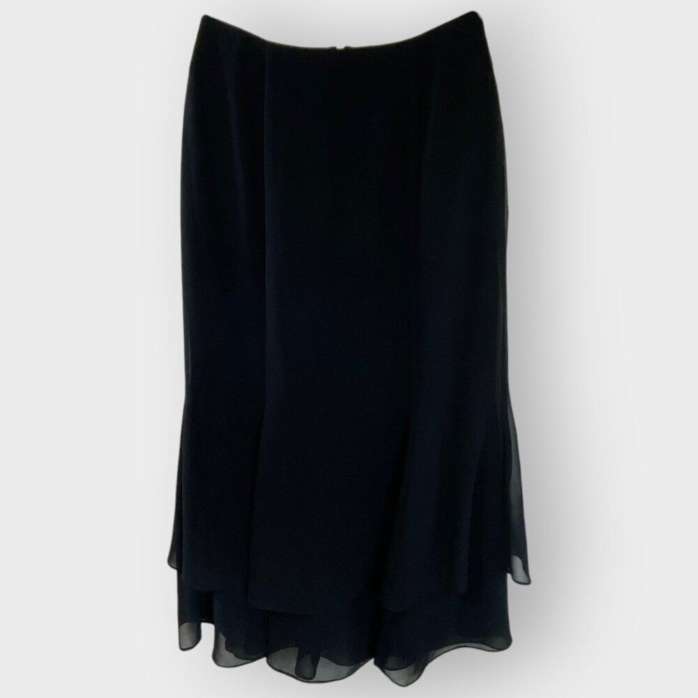 Adrianna Papell Maxi Skirt | 10 | Black Chiffon | Whimsy Goth Dark Fairy Witchy